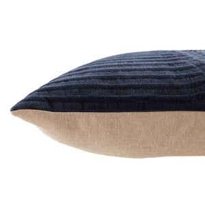 Jaipur Living Nikki Chu Geometric Lumbar Pillow Cover Cotton Velvet Silver Embroidery Art Deco Accent Navy PLC102482