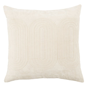 Jaipur Living Nikki Chu Jaipur Living Joyce Art Deco Velvet Cotton Throw Pillow Cover with Embroidery Ivory PLC102483