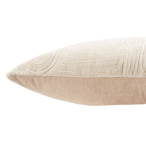 Jaipur Living Nikki Chu Jaipur Art Deco Geometric Embroidered Cotton Velvet Lumbar Accent Pillow Ivory Poly Fill PLW103786