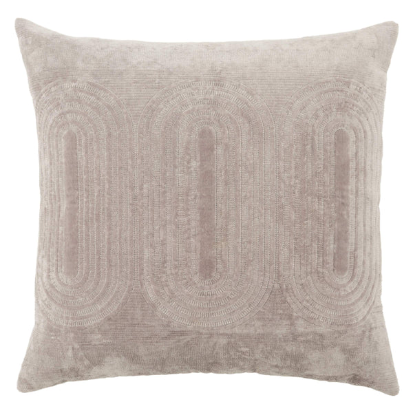 Jaipur Living Nikki Chu Jaipur Living Joyce Art Deco Velvet Cotton Throw Pillow Cover with Embroidery Light Gray PLC102485