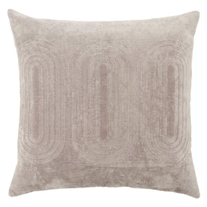 Jaipur Living Nikki Chu Jaipur Joyce Velvet Embroidered Geometric Throw Pillow Art Deco Square Accent Light Gray Down PLW103773