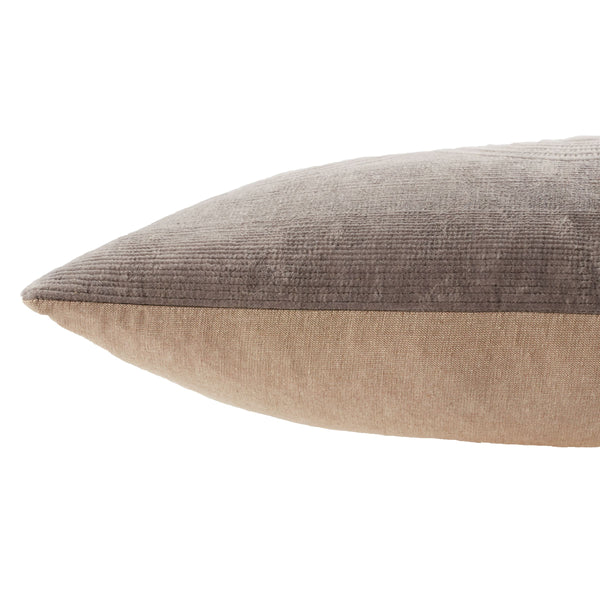 Jaipur Living Nikki Chu Jaipur Joyce Velvet Embroidered Geometric Throw Pillow Art Deco Square Accent Light Gray Down PLW103773