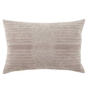 Jaipur Living Nikki Chu Jaipur Deco Geometric Lumbar Pillow Embroidered Velvet Cotton Sofa Accent Light Gray Poly Fill PLW103788