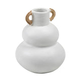 Karina Living Vase Terracotta and Rattan - White and Natural Handles
