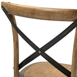 Dovetail Portebello Counterstool Medium Brown Sealed Finish Solid Oak,Metal Cross Back and Rattan Cushion Seat DOV036CS