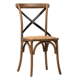 Portebello Dining Chair - Stylish Teak Wood & Iron Design, Natural & Black Finish, Comfort & Elegance