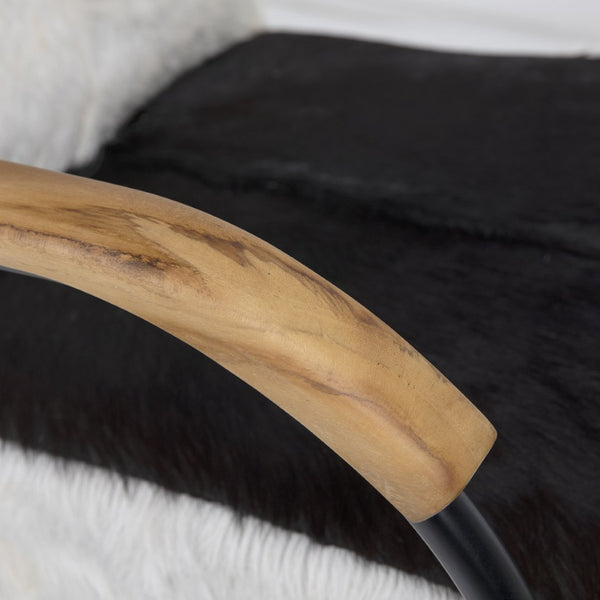 Karina Living Ebony Occasional Chair - Handcrafted Goat Hide Accent Seat with Teak Armrests for Unique Style DOV0429