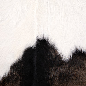 Dovetail Naela Occasional Chair Natural Finish Teak Wood Frame and Brown and White Goat Hide DOV0433