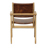 Dovetail Oaklynn Dining Chair Genuine Leather and Teak Wood - Natural and Antique Brown