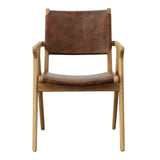 Dovetail Oaklynn Dining Chair Genuine Leather and Teak Wood - Natural and Antique Brown