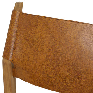 Dovetail Rossana Dining Chair Set of 2 Genuine Leather and Teak Wood - Natural and Antique Light Brown