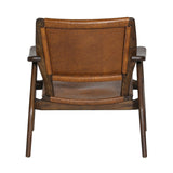 Dovetail Dania Occasional Chair Genuine Leather and Teak Wood - Medium Brown and Antique Brown Leather 