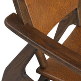 Dovetail Dania Occasional Chair Genuine Leather and Teak Wood - Medium Brown and Antique Brown Leather 