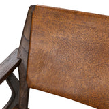 Dovetail Dania Occasional Chair Genuine Leather and Teak Wood - Medium Brown and Antique Brown Leather 