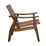 Dovetail Dania Occasional Chair Genuine Leather and Teak Wood - Medium Brown and Antique Brown Leather 