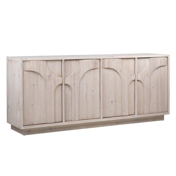 Dovetail Ampelle Sideboard Light Natural Brushed Wood Finish Reclaimed Pine Wood DOV100005