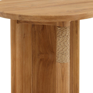 Karina Living Phaedra Outdoor Side Table - Durable Teak & Weather-Resistant Wicker for Your Coastal Patio Charm DOV10005-NATL