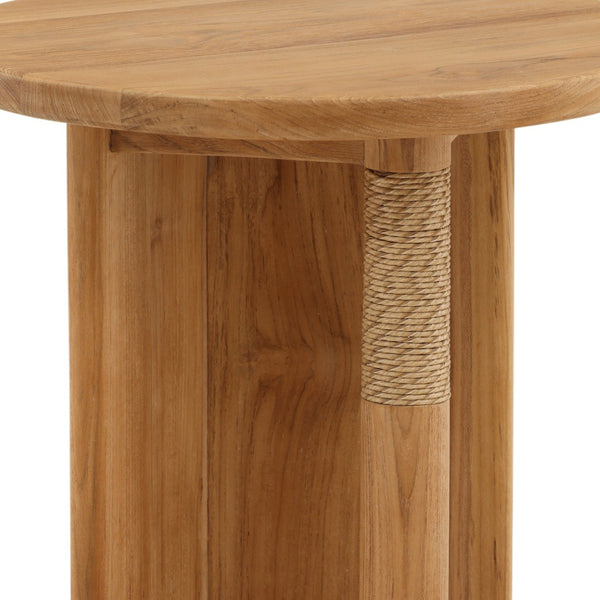 Karina Living Phaedra Outdoor Side Table - Durable Teak & Weather-Resistant Wicker for Your Coastal Patio Charm DOV10005-NATL