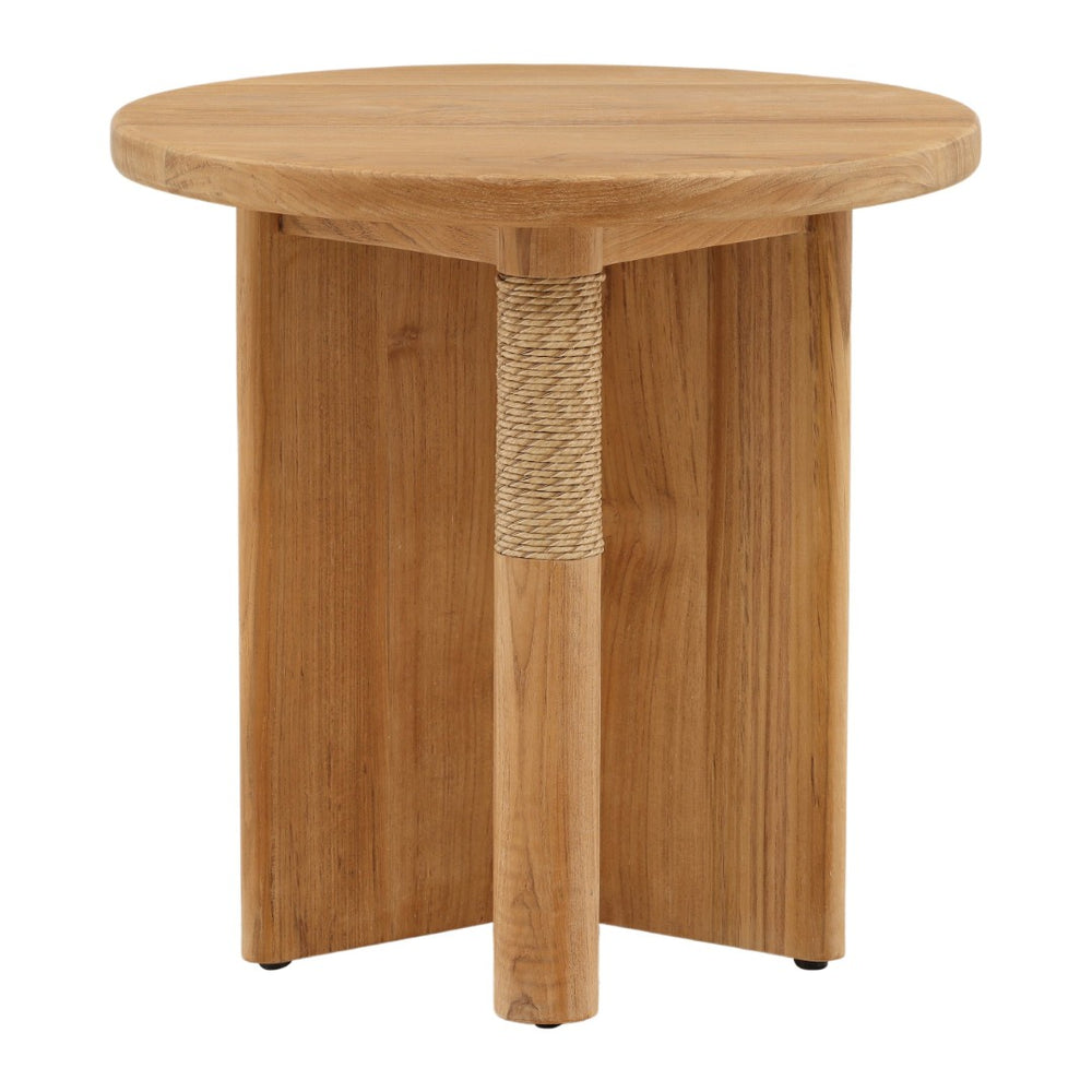 Karina Living Phaedra Outdoor Side Table - Durable Teak & Weather-Resistant Wicker for Your Coastal Patio Charm DOV10005-NATL