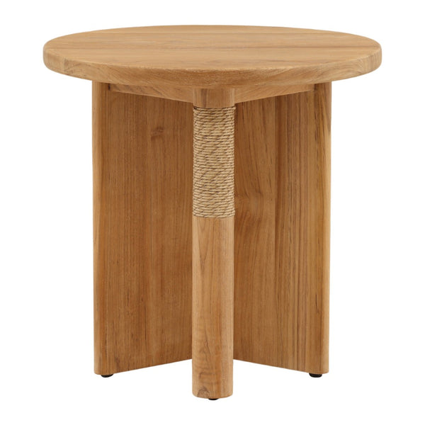 Karina Living Phaedra Outdoor Side Table - Durable Teak & Weather-Resistant Wicker for Your Coastal Patio Charm DOV10005-NATL