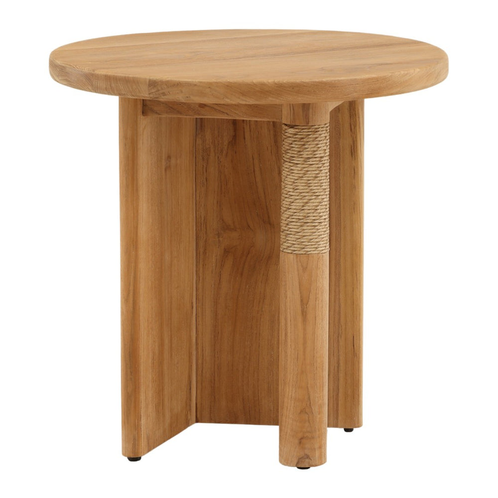 Karina Living Phaedra Outdoor Side Table - Durable Teak & Weather-Resistant Wicker for Your Coastal Patio Charm DOV10005-NATL