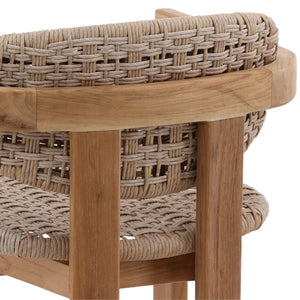 Karina Living Jovita Outdoor Dining Chair - Durable Beige Synthetic Wicker & Teak for Stylish Al Fresco Comfort DOV10006-BEIG