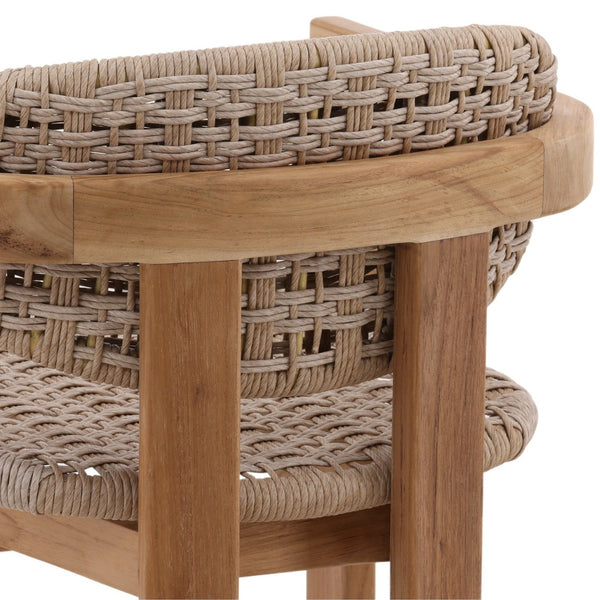 Karina Living Jovita Outdoor Dining Chair - Durable Beige Synthetic Wicker & Teak for Stylish Al Fresco Comfort DOV10006-BEIG