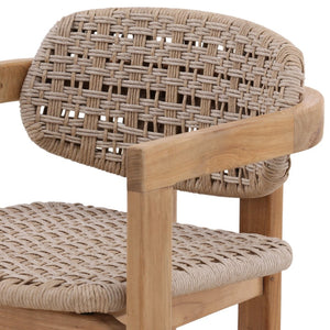 Karina Living Jovita Outdoor Dining Chair - Durable Beige Synthetic Wicker & Teak for Stylish Al Fresco Comfort DOV10006-BEIG