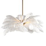 Karina Living Chandelier - Iron Brass and White Feathers