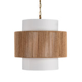 Karina Living Chandelier Rattan, Fabric and Iron - White and Natural