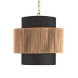 Karina Living Chandelier Rattan, Fabric and Iron - Black and Natural