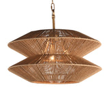 Dovetail Aysha Chandelier Iron and Rattan - Natural and Antique Brass