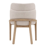 Dovetail Jacquelyn Dining Chair Off White Beige and Light Natural Polyester Upholstery and Elm Wood DOV10793-OFWT