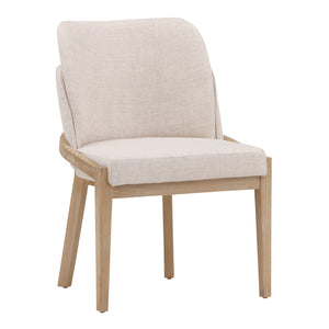 Dovetail Jacquelyn Dining Chair Off White Beige and Light Natural Polyester Upholstery and Elm Wood DOV10793-OFWT