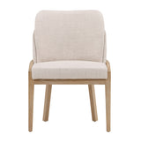 Dovetail Jacquelyn Dining Chair Off White Beige and Light Natural Polyester Upholstery and Elm Wood DOV10793-OFWT