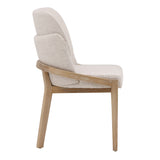 Dovetail Jacquelyn Dining Chair Off White Beige and Light Natural Polyester Upholstery and Elm Wood DOV10793-OFWT