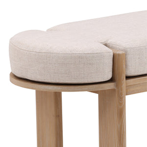 Dovetail Ella Bench Light Natural Beige and Natural Polyester Upholstery and Elm Wood DOV10795-LTNT