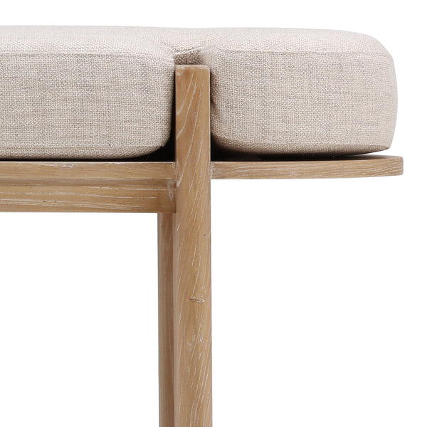 Dovetail Ella Bench Light Natural Beige and Natural Polyester Upholstery and Elm Wood DOV10795-LTNT