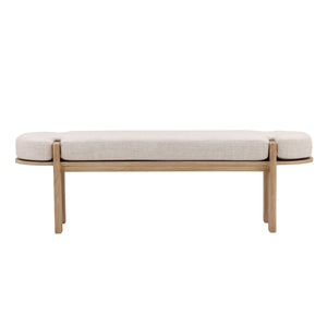 Dovetail Ella Bench Light Natural Beige and Natural Polyester Upholstery and Elm Wood DOV10795-LTNT