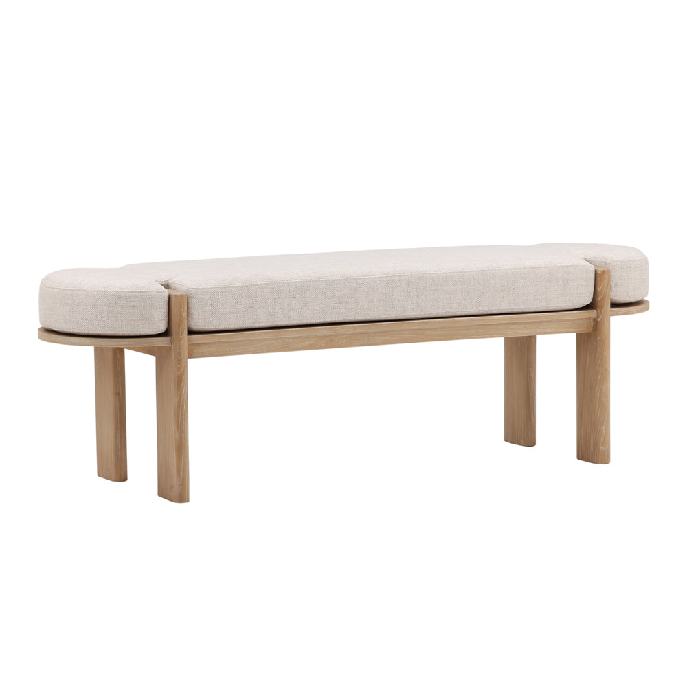 Dovetail Ella Bench Light Natural Beige and Natural Polyester Upholstery and Elm Wood DOV10795-LTNT