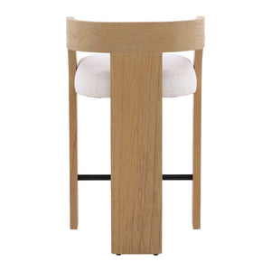 Karina Living Tyson Counter Stool in Cream - Modern Basketweave Fabric Seat & Mindi Wood Frame for Comfort DOV11534-CREM