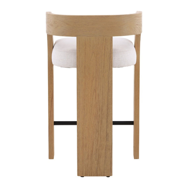 Karina Living Tyson Counter Stool in Cream - Modern Basketweave Fabric Seat & Mindi Wood Frame for Comfort DOV11534-CREM