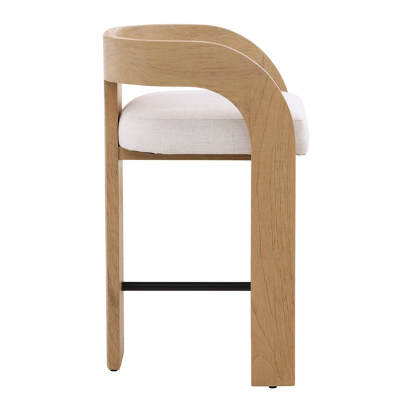 Karina Living Tyson Counter Stool in Cream - Modern Basketweave Fabric Seat & Mindi Wood Frame for Comfort DOV11534-CREM