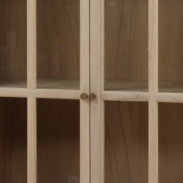 Karina Living Freyja Cabinet Light Natural - Tall Mindi Wood Storage Solution for Living Rooms & Entryways DOV11563-LTNT