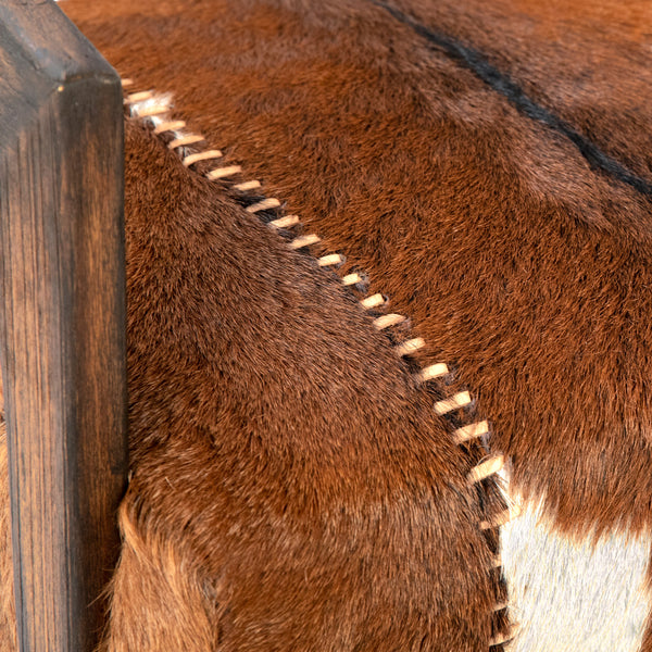 Dovetail Liara Arm Chair Natural Brown Finish Goat Hide and Mindi Wood DOV11578