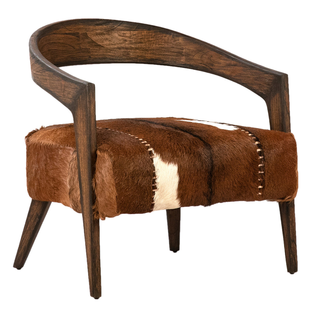 Dovetail Liara Arm Chair Natural Brown Finish Goat Hide and Mindi Wood DOV11578