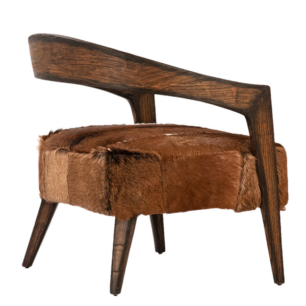Dovetail Liara Arm Chair Natural Brown Finish Goat Hide and Mindi Wood DOV11578