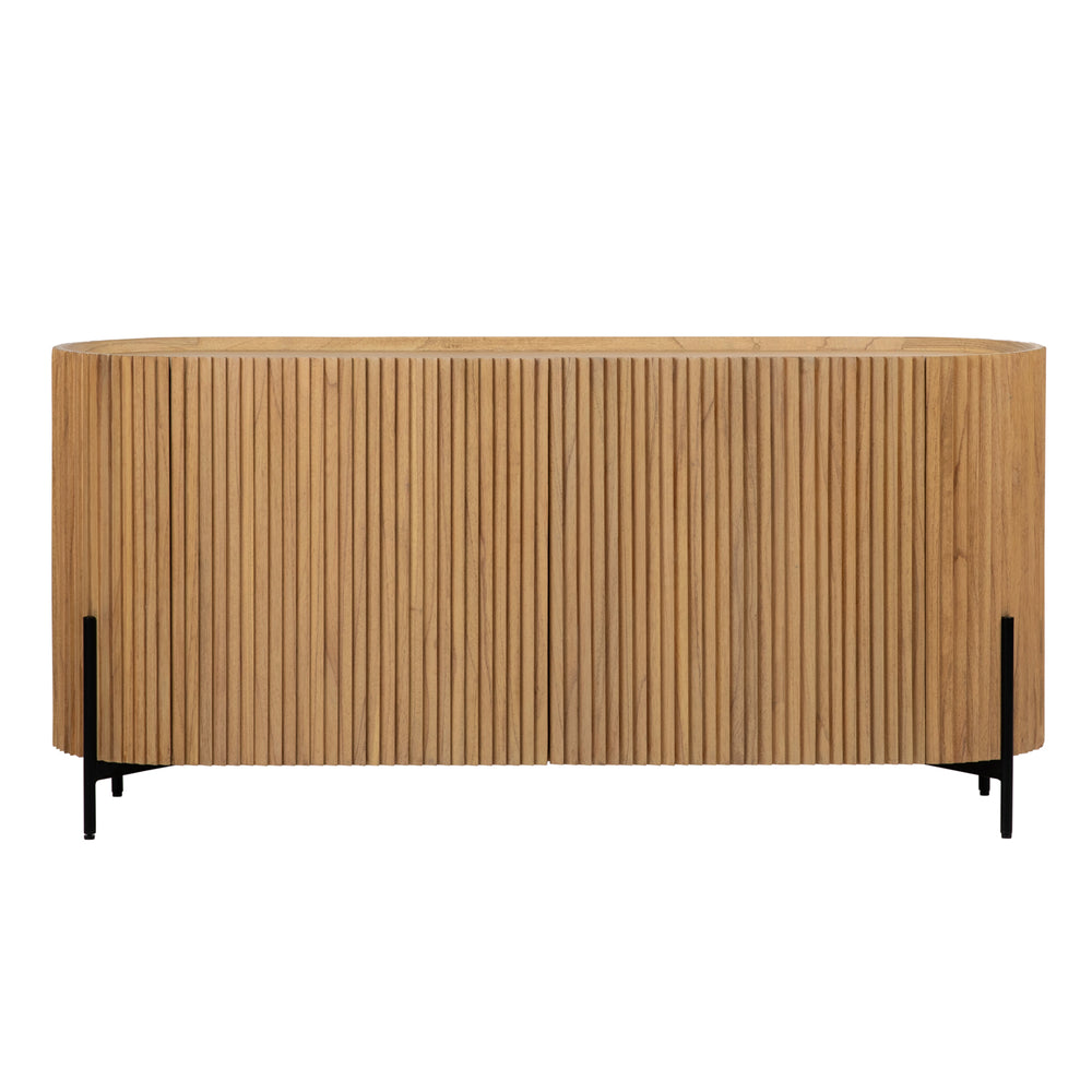 Dovetail Tala Sideboard Natural Finish with Black Metal Legs Mindi Wood and Veneer with Iron Legs DOV11649