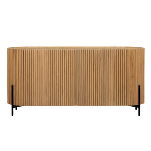 Dovetail Tala Sideboard Natural Finish with Black Metal Legs Mindi Wood and Veneer with Iron Legs DOV11649