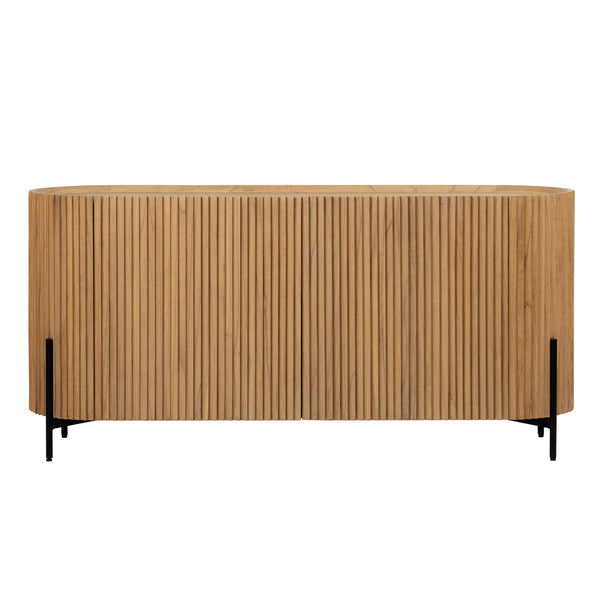 Dovetail Tala Sideboard Natural Finish with Black Metal Legs Mindi Wood and Veneer with Iron Legs DOV11649